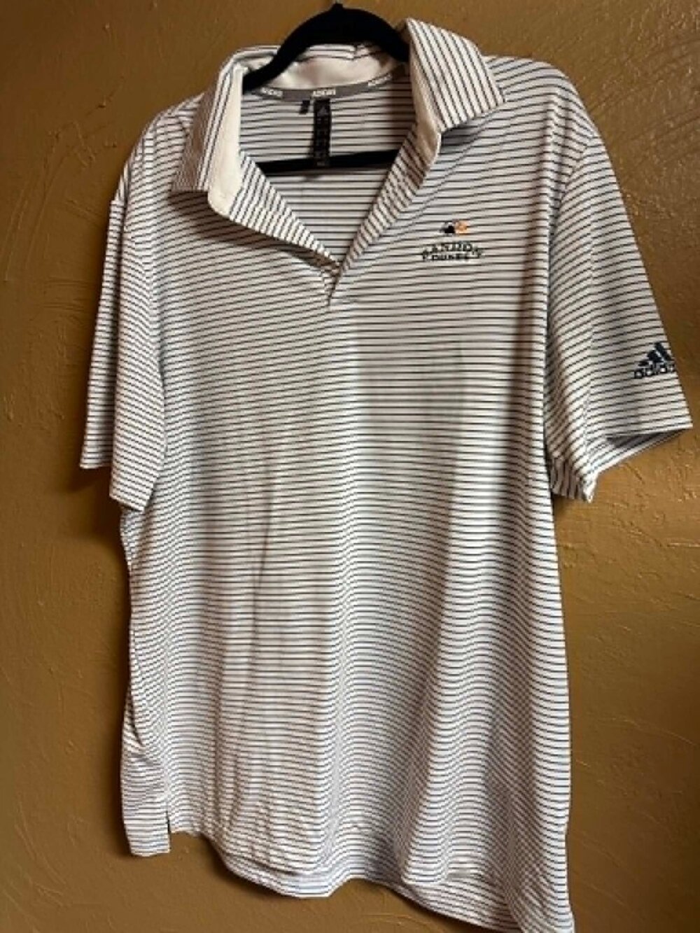 Adidas Polo Shirt Mens XL Blue Striped Bandon Dunes Golf Performance #201